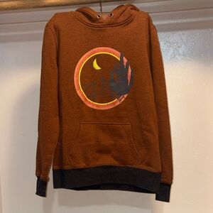 Hooey Brown Hoodie with Moon and Mountain Design